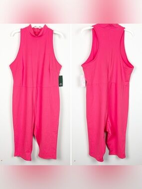 Wild Fable Women's ButterBliss Capri High Neck Jumpsuit Hot Pink Size 2X NWT